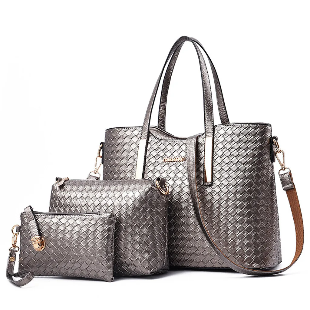 3 шт. Женская однотонная модная сумка для отдыха с рисунком+ сумки-мессенджеры+ кошельки вместительная сумка-тоут Прямая поставка# YL5 - Цвет: Bronze
