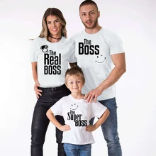 Семейные футболки с надписью «The Boss Real Boss» и «Super Boss» Футболки для мамы, папы и детей семейная одежда Детские футболки топы с надписями