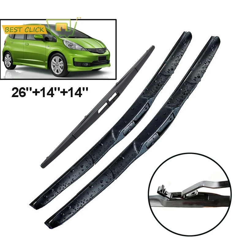 Misima Windshield Windscreen Wiper Blades For Honda Fit Jazz 2009 - 2017 Front Rear Wiper 2010 2011 2012 2013 2014 2015 2016