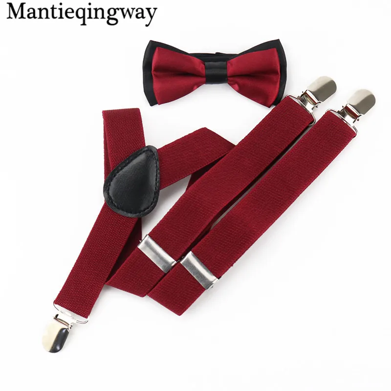 Mantieqingway Детские подтяжки комплекты галстуков-бабочек карамельного цвета 3 клип Y-back ремень с подтяжками набор Регулируемый эластичный для свадьбы