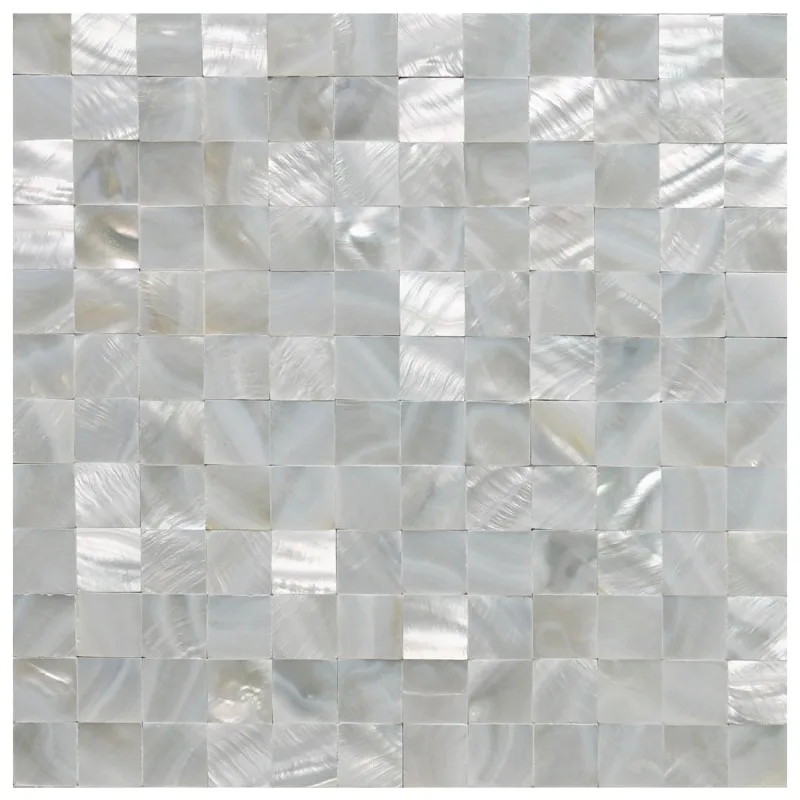 

White Square Seamless Pearl Shell Tile Mesh Backing 10 Panels 9.6 Sq.Ft