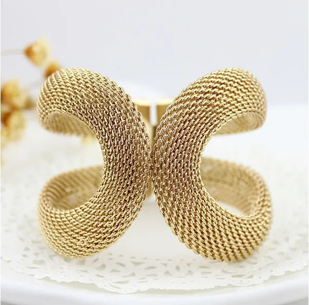 New Fashion Power Design 2014 Party Jewelry Gold plated Color Big Cuff Bracelets And Bangles For Women |