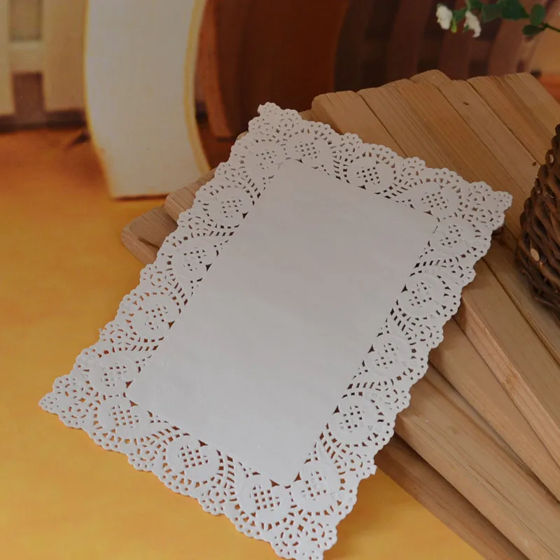 

Rectangular hollowed white paper doilies long table oil paper pad diy home decoration baking accessories 100pcs/lot