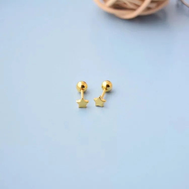 1 pair gold Серьги из стерлингового серебра S925 пробы, модные простые серьги в форме звезды, маленькие серьги в виде косточки для ногтей, серебряные серьги для девушек и девушек, ювелирные изделия для ушей - Окраска металла: 1 pair gold