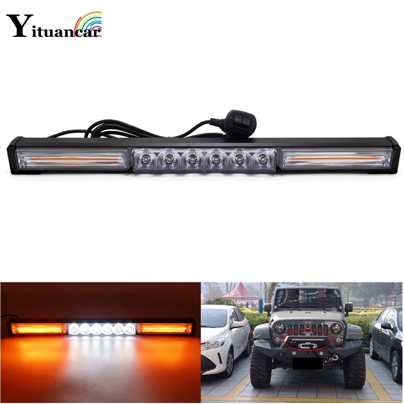 

Yituancar 1Pcs COB LED Strobe Flash Warning Car Light Bar 13 Modes Styling High Low Beam Fireman Police Emergency Fog Work Lamp