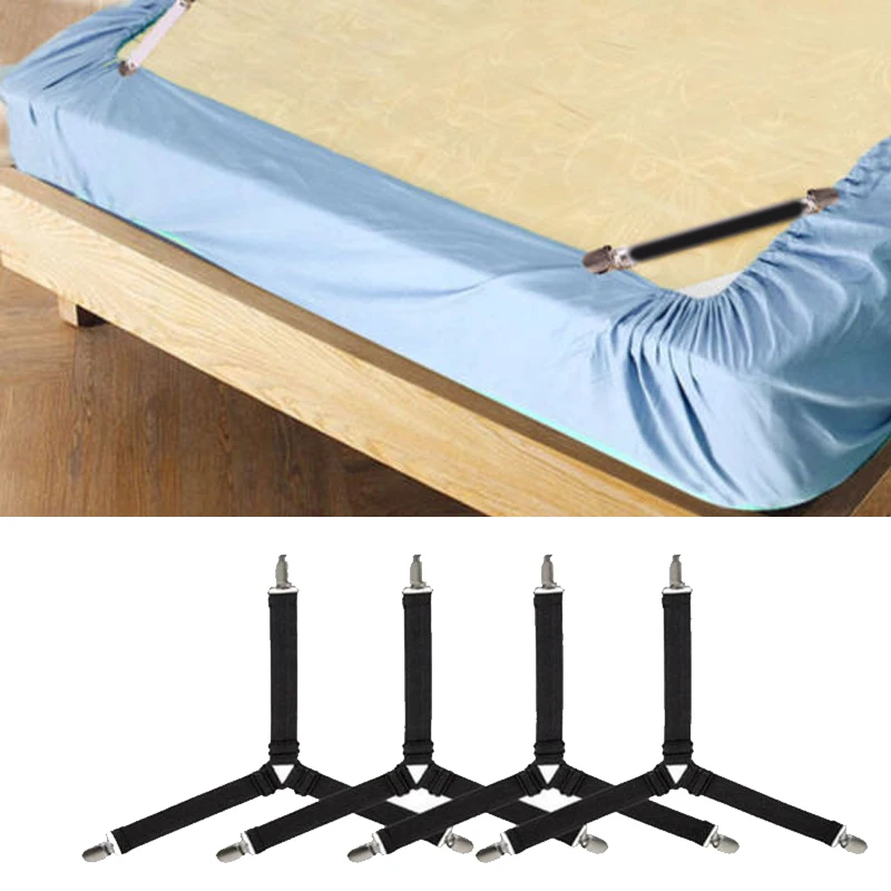 

4Pcs Elastic Adjustable Bed Sheet Clip Buckles Mattress Fastener Holder Gripper Holder Fasteners Fixing Slip-Resistant Belt Clip