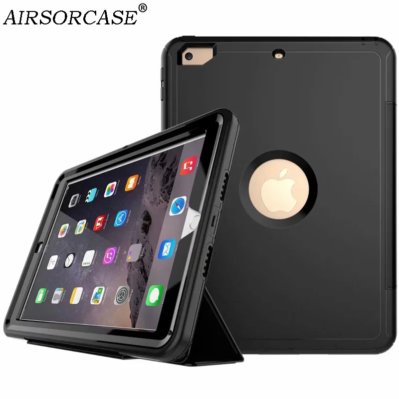 

9.7'' for Apple iPad 9.7 2017 Tablet Case for New iPad 9.7 2018 Shockproof Sleep Cover Hard PC Silicone Hybrid Stand Back Cover
