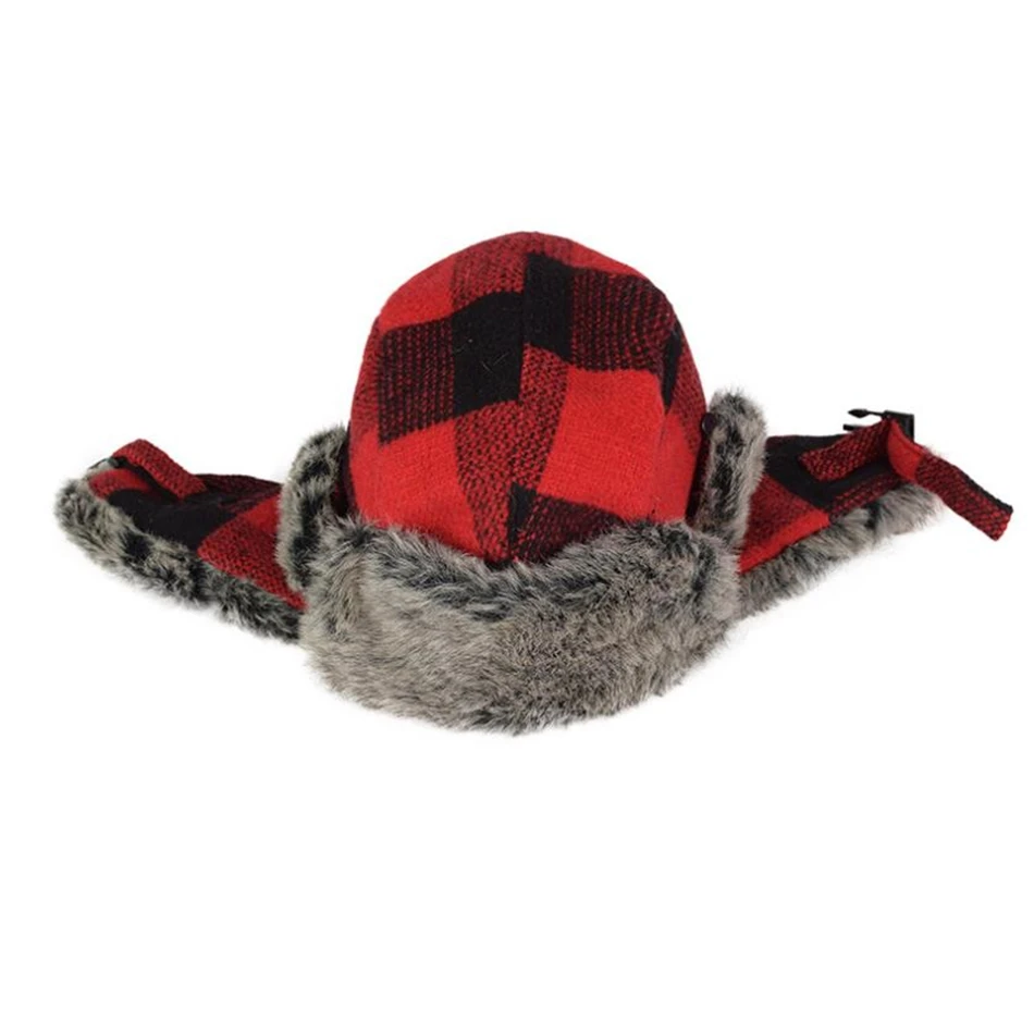 warmest bomber hat BUTTERMERE Winter Bomber Hat Women Men Grey Plaid Russian Ushanka Hats Warm Thick Ski Male Female Outdoor Earflap Trapper Hat leather bomber hats