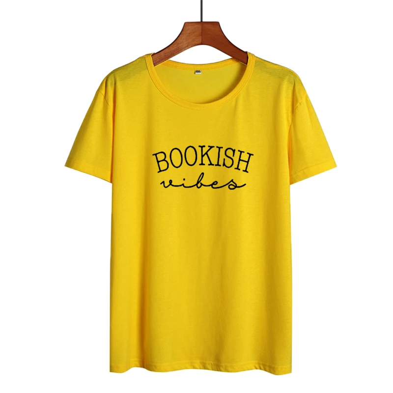 Женская футболка с принтом Bookish Vibes повседневная хлопковая надписью Tumblr для