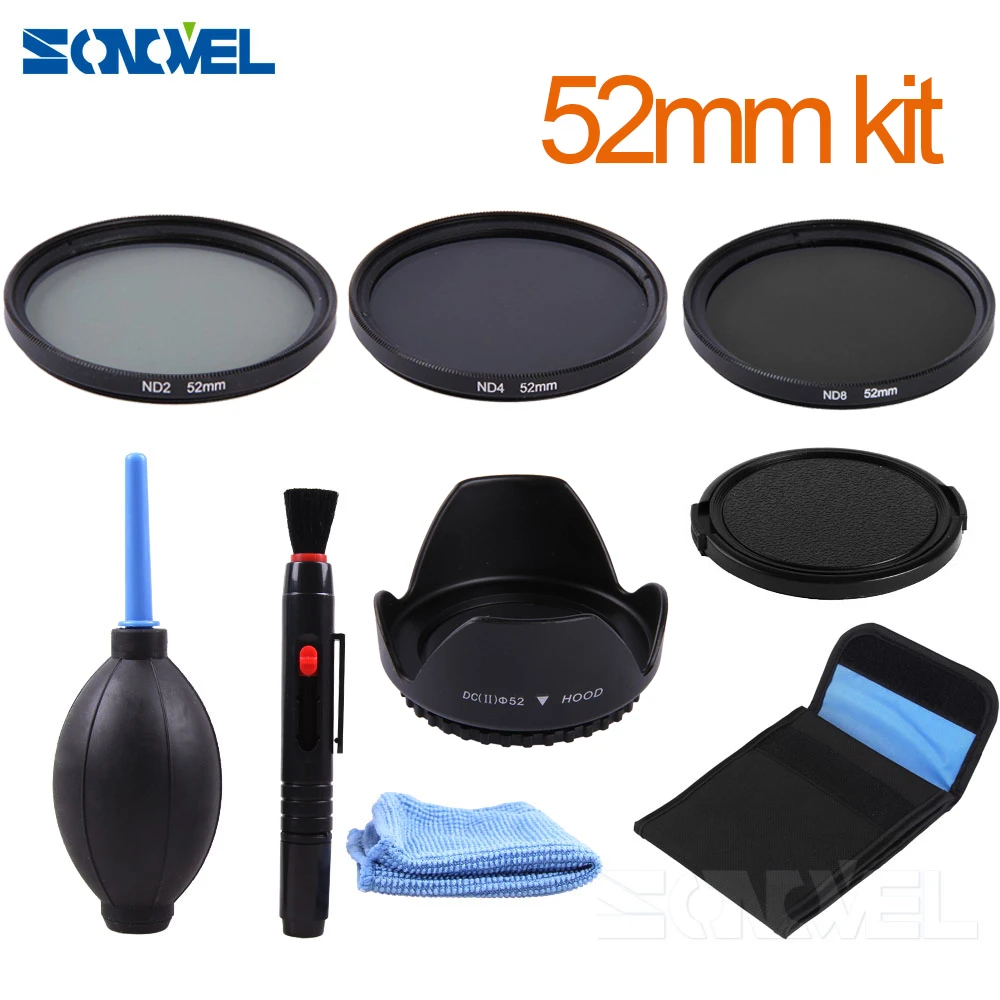 Lenses 52mm ND2 ND4 ND8 Neutral Density Filter Lens Set+52mm lens hood For Canon EOS M2 M3 M5