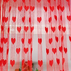Тюлевые занавески Tiyana с сердечками для спальни, кухни, декоративные занавески для дверей, занавески из пряжи 100 см* 200 см P240D2 - Цвет: red