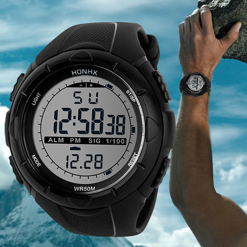

Fashion Casual Mens Watches Analog LED Digital Display Military Army Sport Waterproof Wrist Watch Male Clock relogio masculino