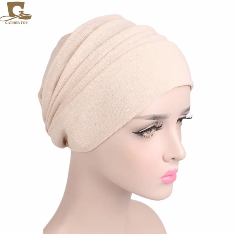 Новая женская мягкая удобная Кепка chemo и тюрбан для сна шапка с подкладкой для раковых выпадений волос хлопковый головной убор аксессуары для волос - Цвет: Бежевый
