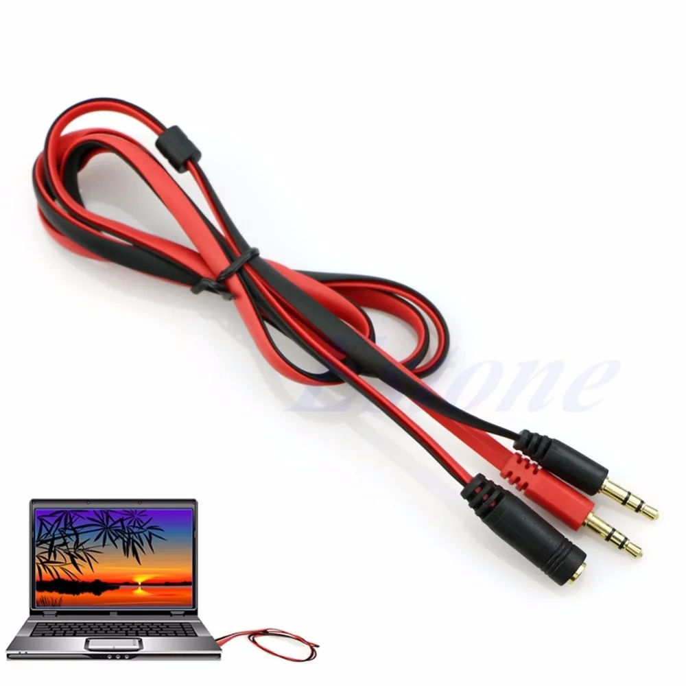 

1M 3.5mm Female to Dual Male Headphone Mic Audio Y Splitter Extension Cable New