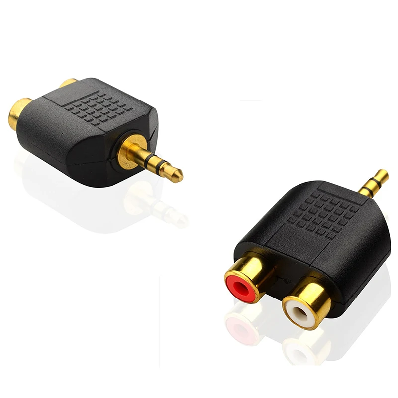 Male to 2 RCA Female Audio Adapter for Computer Speaker Earphone