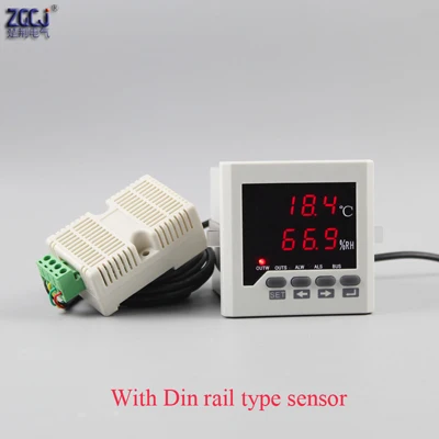 0,0~ 99.9% RH,-40~ 120 Цельсия интеллектуальный цифровой регулятор температуры и влажности с датчиком термостата и гигрометром - Цвет: With din rail sensor