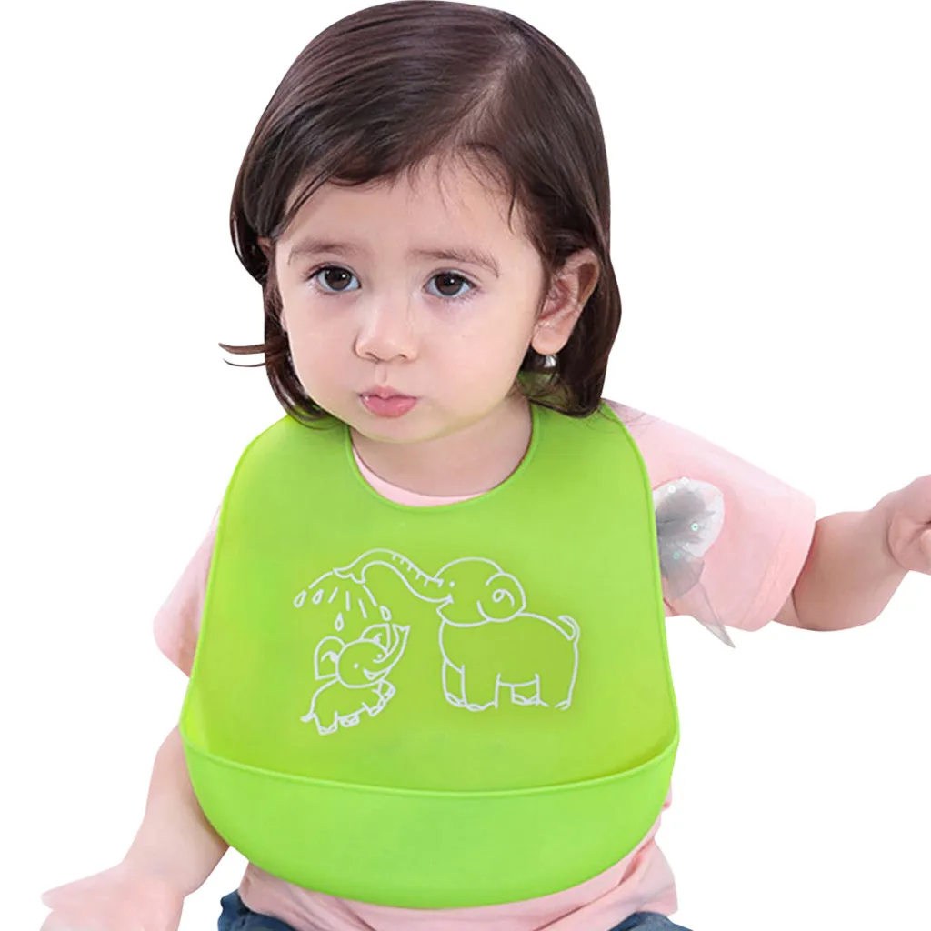

Cartoon Kids Silicone Baby Bibs Adjustable Waterproof Feeding Stuff Burp Cloth Accessories Baby Clothing