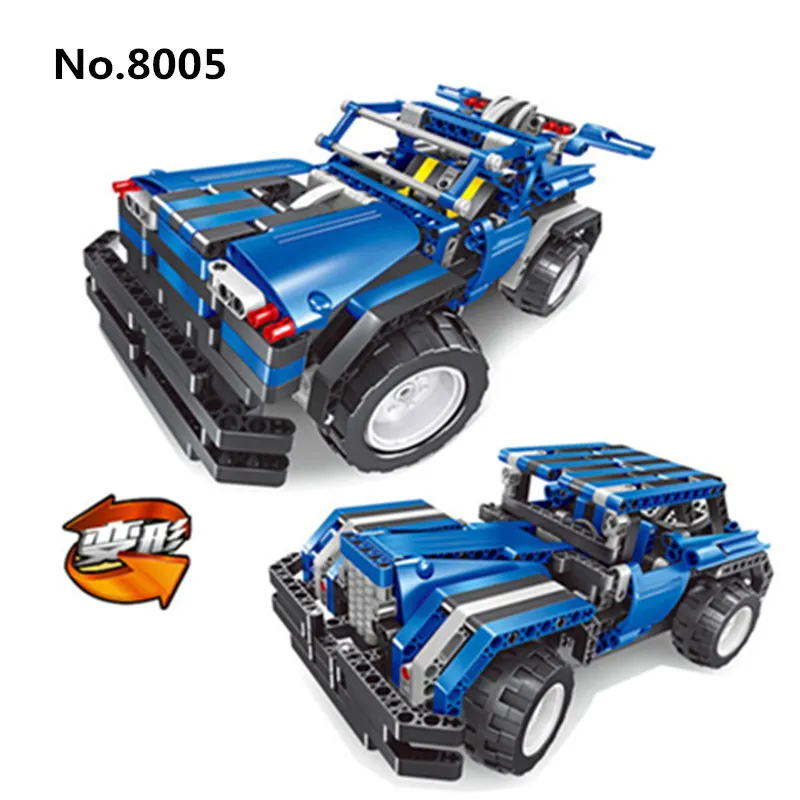 

8005 445pcs Building Block Bricks 2in1 Technic Transform Car Assemble RC Car Truck Racing Cars Lightning Flash Set Toys For Boys