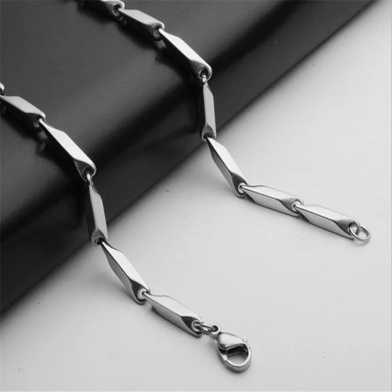 3mm thick blade chain for diy jewelry making lobster clasp silver 316L stainless steel necklace pendants women &amp men | Украшения и