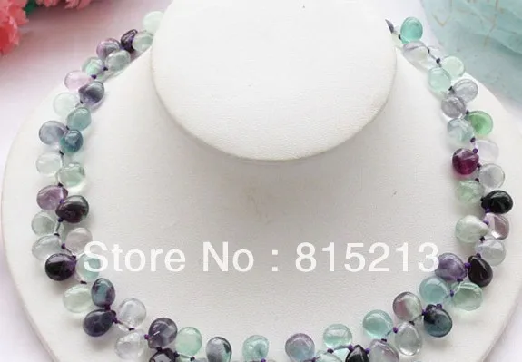 

FREE SHIPPING>>>@@ > N46 18" 12mm nature green purple drip Fluorite bead necklace