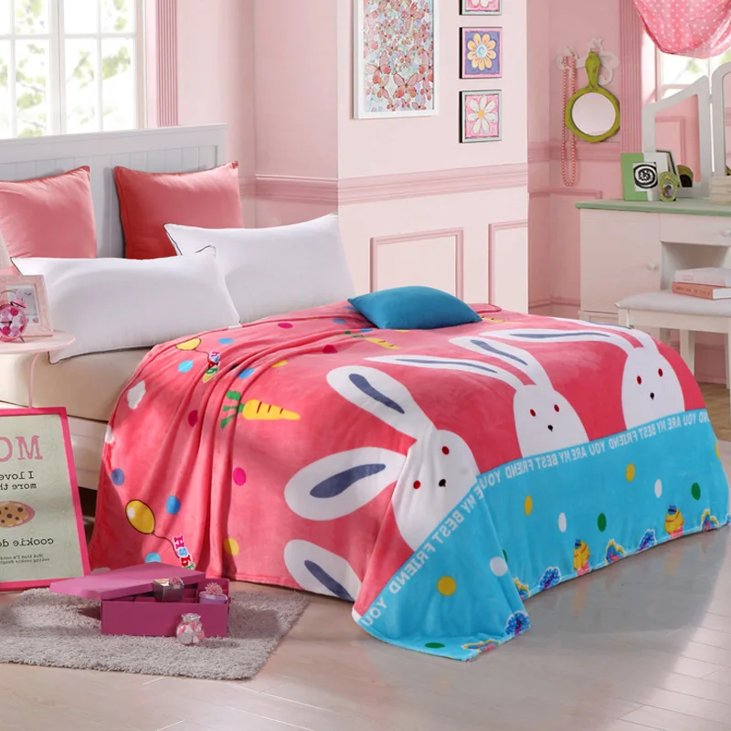 Home textile Micro Plush Fleece Blanket Throw for beds Coral Fleece rabbit blanket children decorations for home