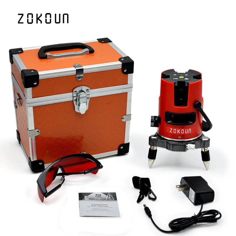 US PLUG Zokoun 5 lines 6 points 360 degrees rotary self leveling tilt slash functional laser level meter with outdoor mode цена US PLUG Zokoun 5 lines 6 points 360 degrees rotary self leveling tilt slash functional laser level meter with outdoor mode цены онлайн