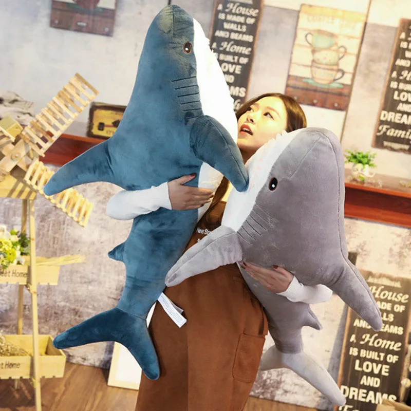 0.8m 1m1.3m Shark Plush Toy Lifelike Shark Pillow Stuffed Soft Fish Doll Funny Toys For Kids Children Christmas Birthday Gifts