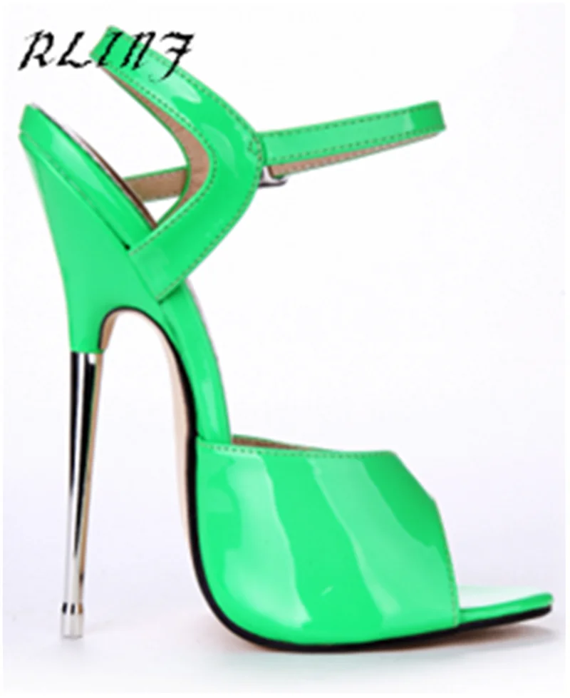 high heel green sandals