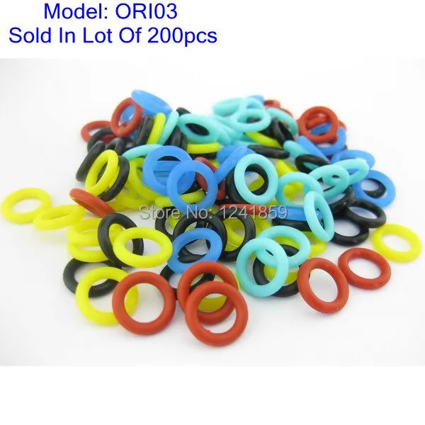 

200pcs Mixed Blue Black Green Red Yellow Silicone Tattoo O-rings For Tattoo Springs Tattoo Accessories Supply ORI03-200#