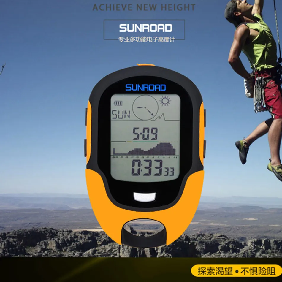 FR500 Multi-function Mountaineering Altimeter Compass Fishing Barometer  Outdoor Light Barometer Time Temperature Humidity - AliExpress