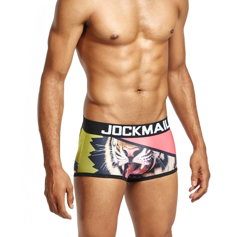 New JOCKMAIL Brand Sexy Mens Underwear Boxer shorts Sexy playful printed mens trunks panties cuecas boxer Gay Underwear funny boxers for men