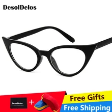 Женские очки кошачий глаз оправа кошачий глаз прозрачные очки Женская Рамка для очков ретро женские очки брендовый дизайн с коробкой