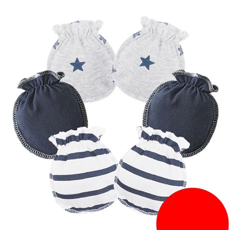 

New Cotton Baby Mittens Gloves 3 Pairs/Pack Baby Gloves Super Soft Newborn Boy Girl Safety Scratch Mittens Size 0-6 Months