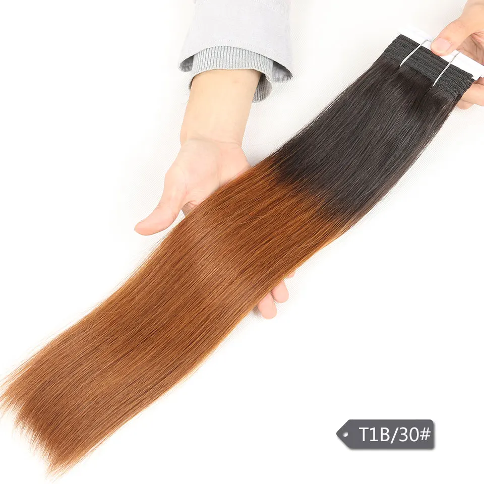  1 Piece Only Ombre Brazilian Yaki Straight Human Hair Bundles Deals Remy 2 Tone Ombre T1B 27 30 Red
