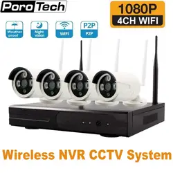 4CH wifi NVR комплект беспроводная камера безопасности Система 960 P/1080 P 1.3MP 2MP HD видео водонепроницаемый уличный для видеонаблюдения система