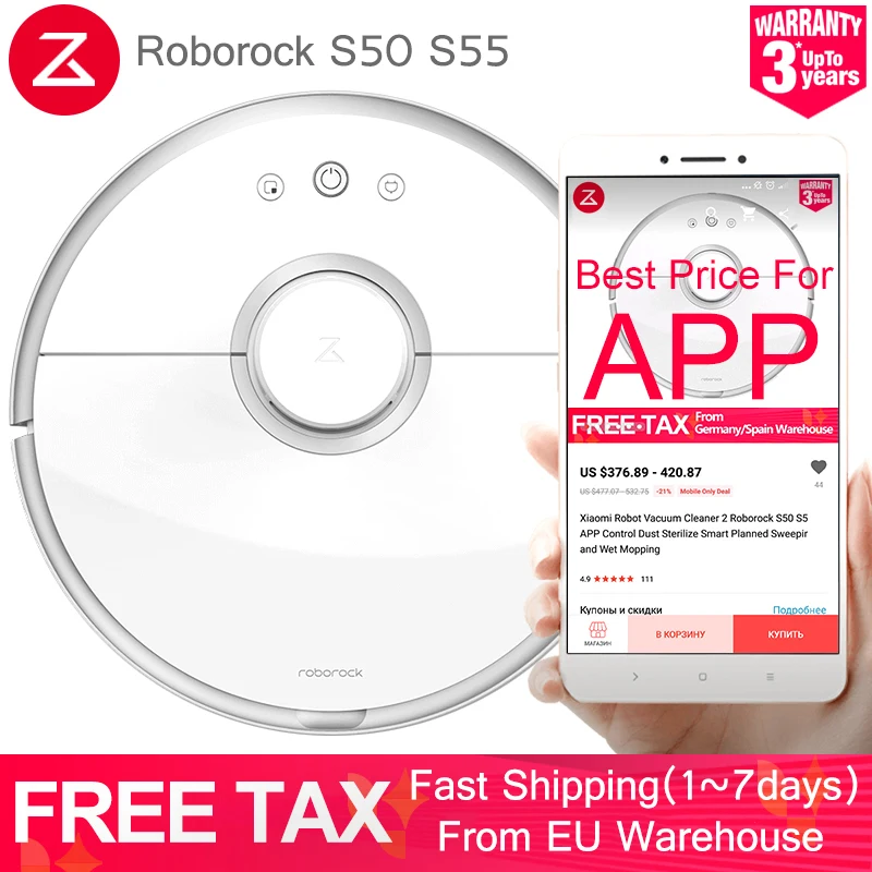 

[APP Discount] XIAOMI Robocock S50 S55 robot Vacuum cleaner 2 MIJIA aspirador app control smart planned sweeping and wet popping
