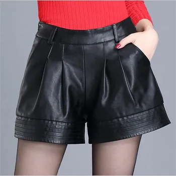 

Shorts Women Black Plus Size Women High Waist Pu Shorts Leather Shorts Sexy Slim Short Pants Women Spodenki Damskie A2738