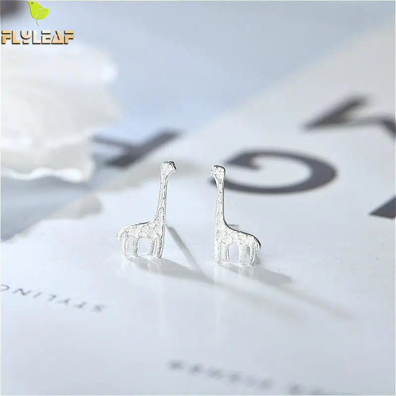 

Flyleaf 925 Sterling Silver Giraffe Personality Stud Earrings For Women Creative Lady Prevent Allergy Fashion Jewelry