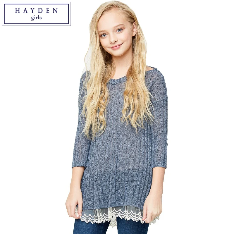 

HAYDEN Girls Winter Dress 2017 Fall Kids Long Sleeve Knitted Dresses Teenage Girls Clothing 6 7 8 9 10 11 12 13 14 Years Old