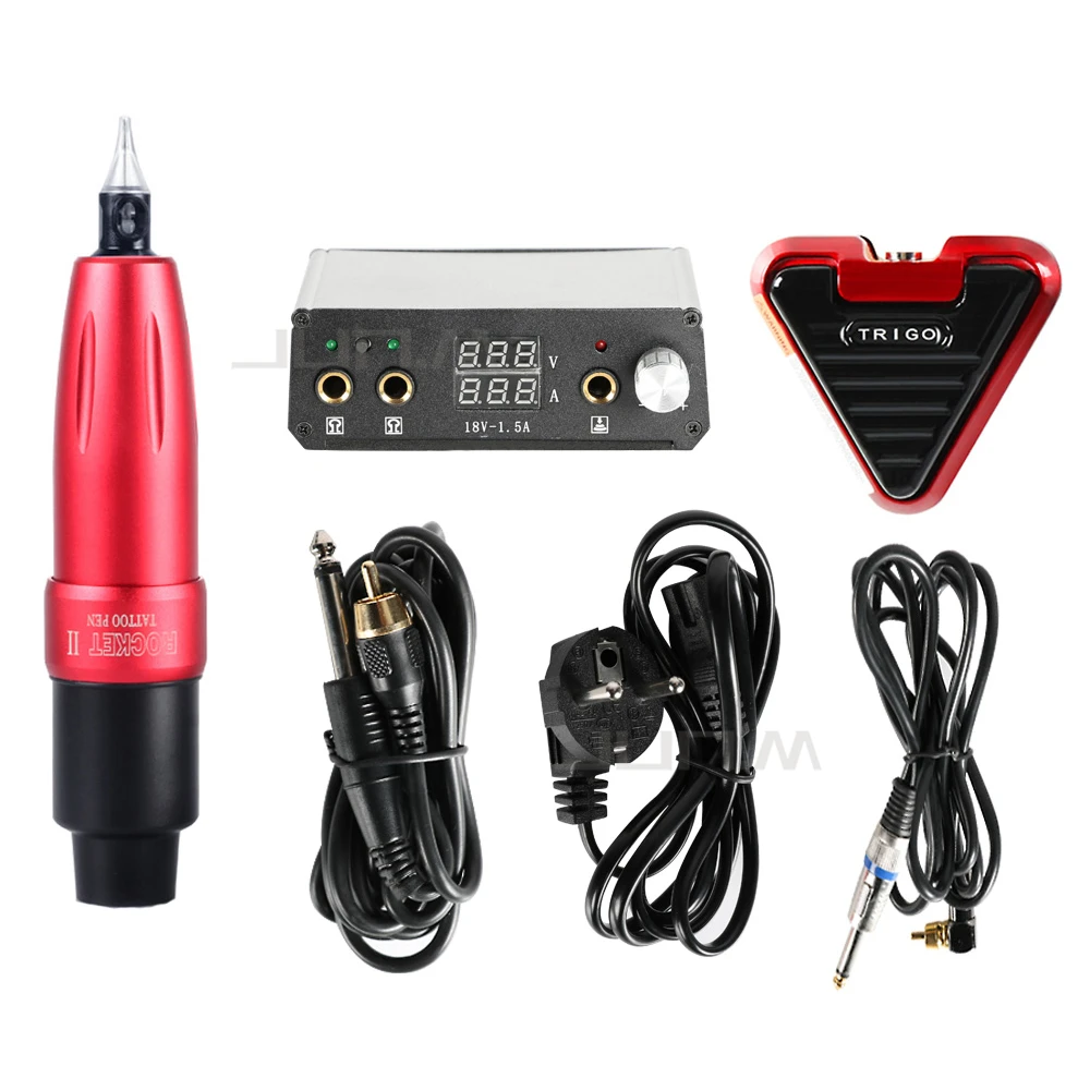 

High Selling Professional Tattoo Machine Rocket Rotating Pen Tattoo Set Kit LCD Mini Power Tattoo Foot Switch Supply