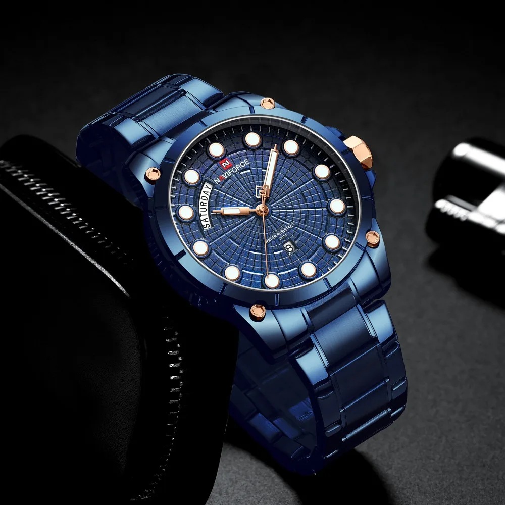NAVIFORCE Watch Men Luxury Top Brand Stainless Steel Men's Wrist Watches Sport Watches for Man Quartz Wrist Watch Men Waterproof (17)