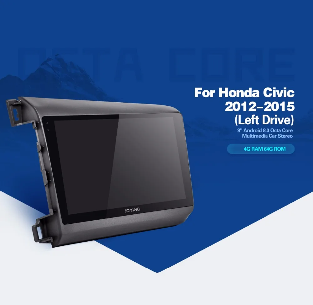 Flash Deal JOYING 9" Octa core Android 8.0 Car Radio player 4G RAM 64G autoradio For Honda Civic 2012-2015 Support SWC TPMS Video output 9