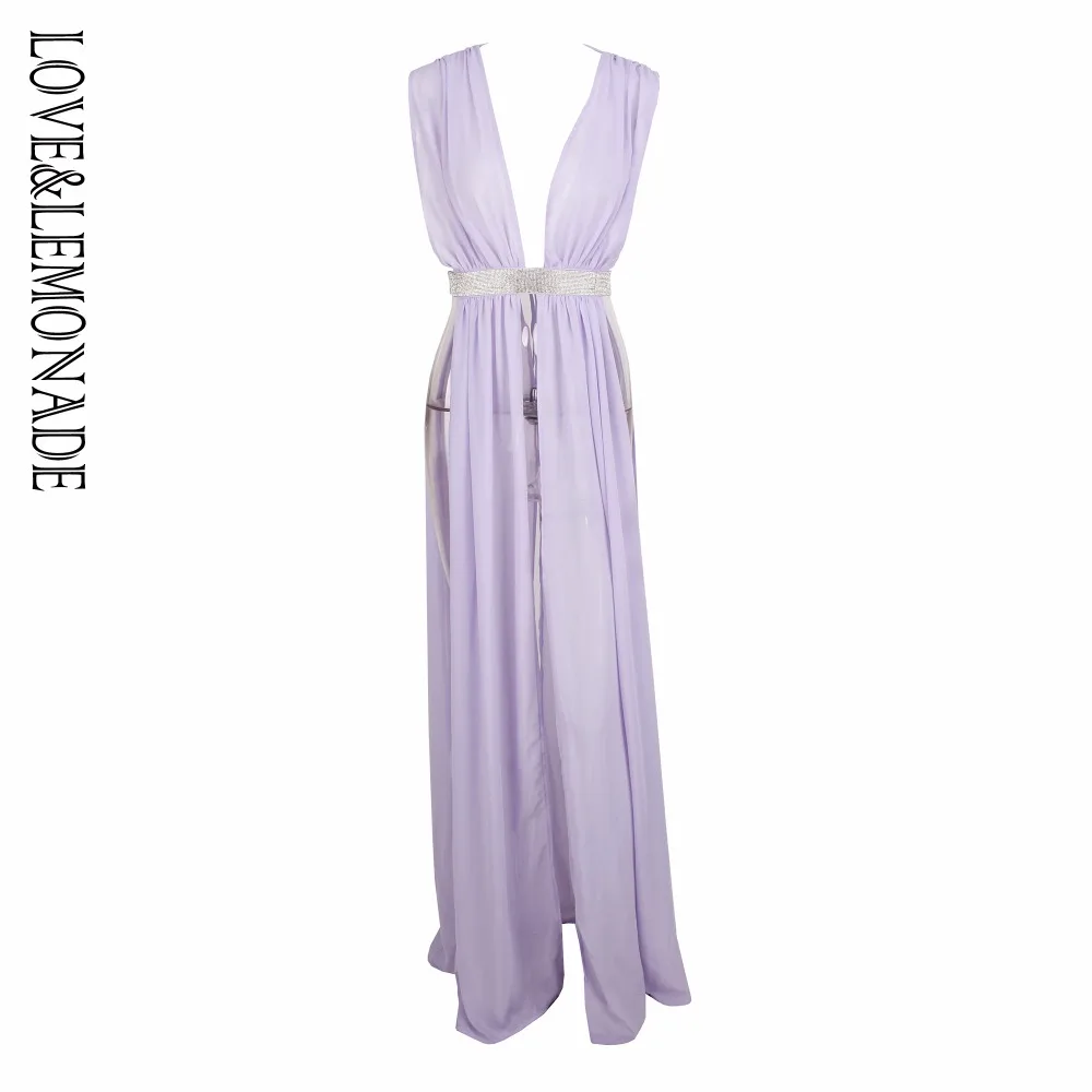 

Love&Lemonade Deep V-Neck Open Back Chiffon Beach Dress 4 Colors LM0915