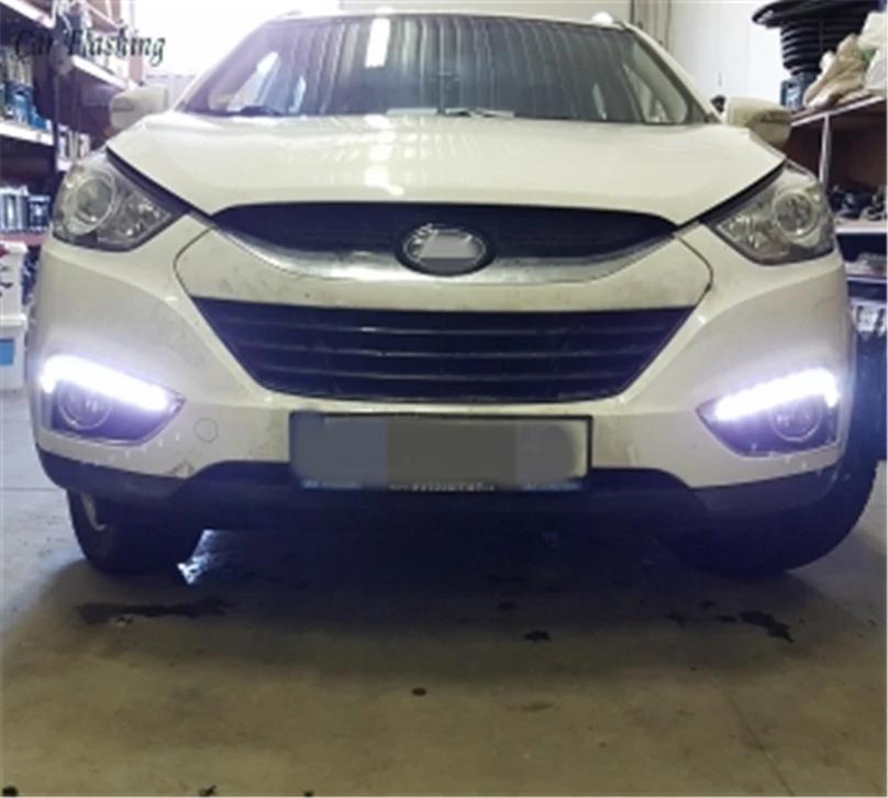 Car flashing 1Set 12V ABS LED For Hyundai IX35 ix 35 2010 2011 2012 2013 Car-styling LED DRL Daytime Running Light Waterproof