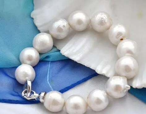 

Free Shipping>>>Rare huge 8"12-14mm round white reborn keshi pearl bracelet