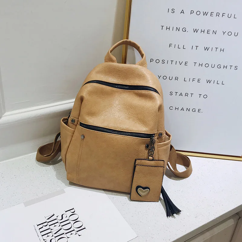 Las mujeres de cuero Mochila adolescente bolso de escuela de la mujer Vintage sólido suave Mochila Negro Mochila bolsas XA86H