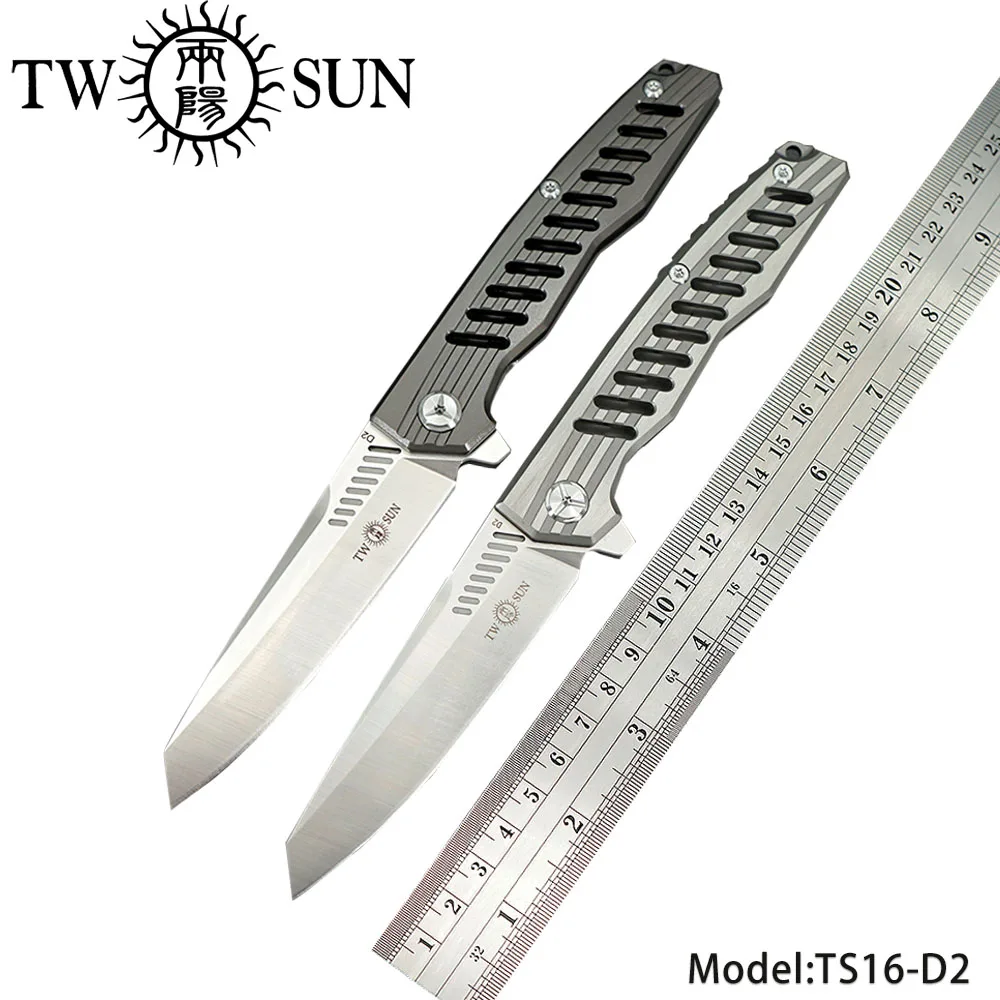 

TWOSUN d2 blade folding knife Pocket Knife Survival Knives Camping hunting outdoor tool EDC TC4 Titanium KVT ceramics ball TS16