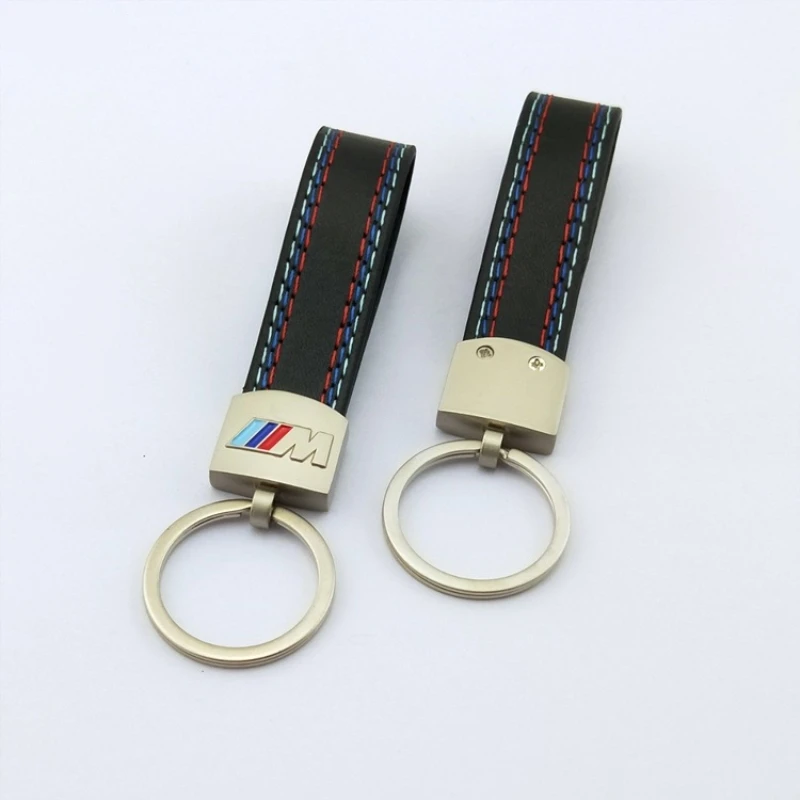 car Keychain ///M Power Performance Logo Car Black Metal Leather Key