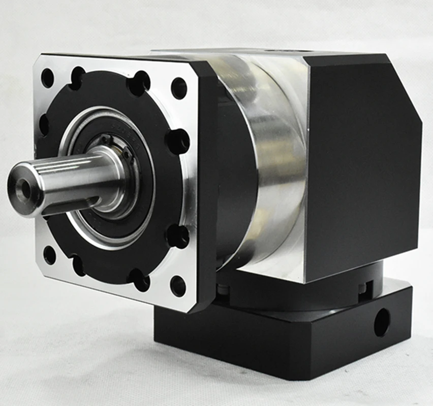 

right angle 90 degree planetary gearbox reducer 12 arcmin 2 stage ratio 15:1 to 100:1 for nema34 stepper motor input shaft 14mm