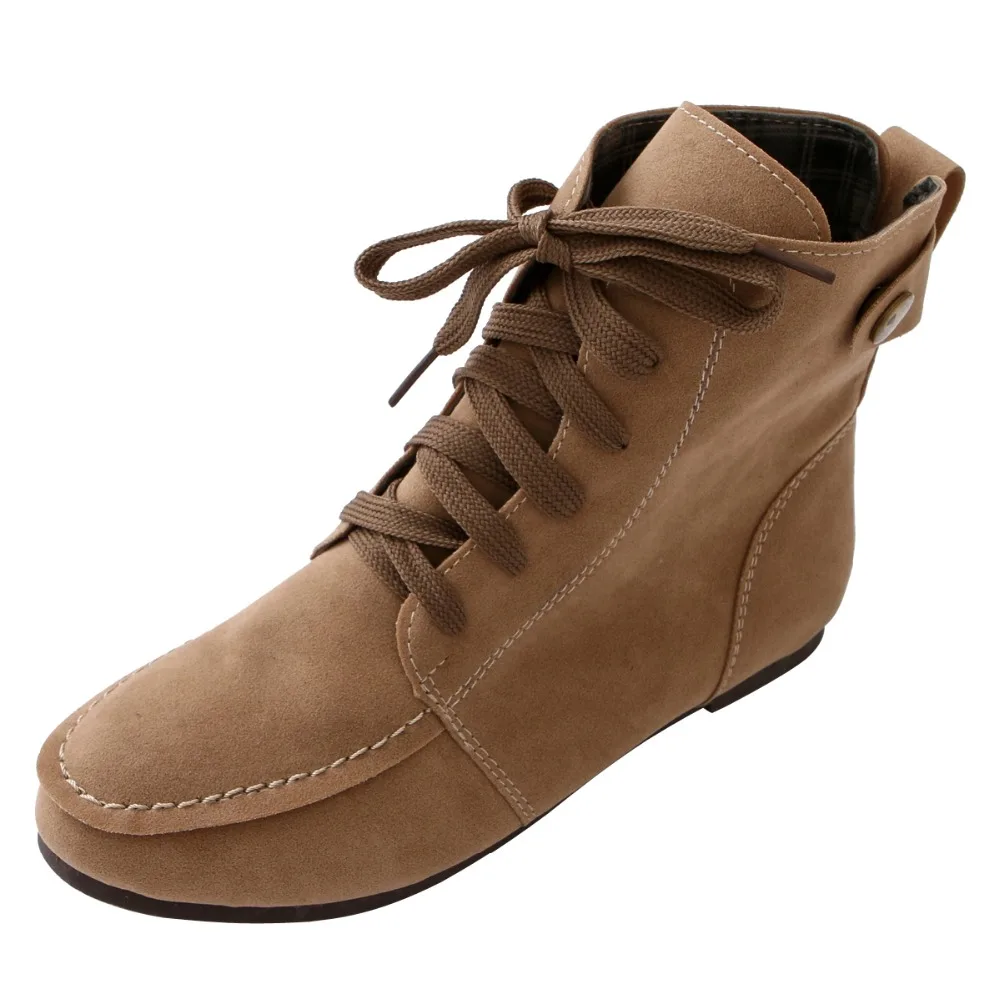 

SAILING LU Winter Women Martin Boots Red Platform Lace Up Flats Solid Round Toe Ankle Boots Lady Casual Fashion Shoes XWX6766